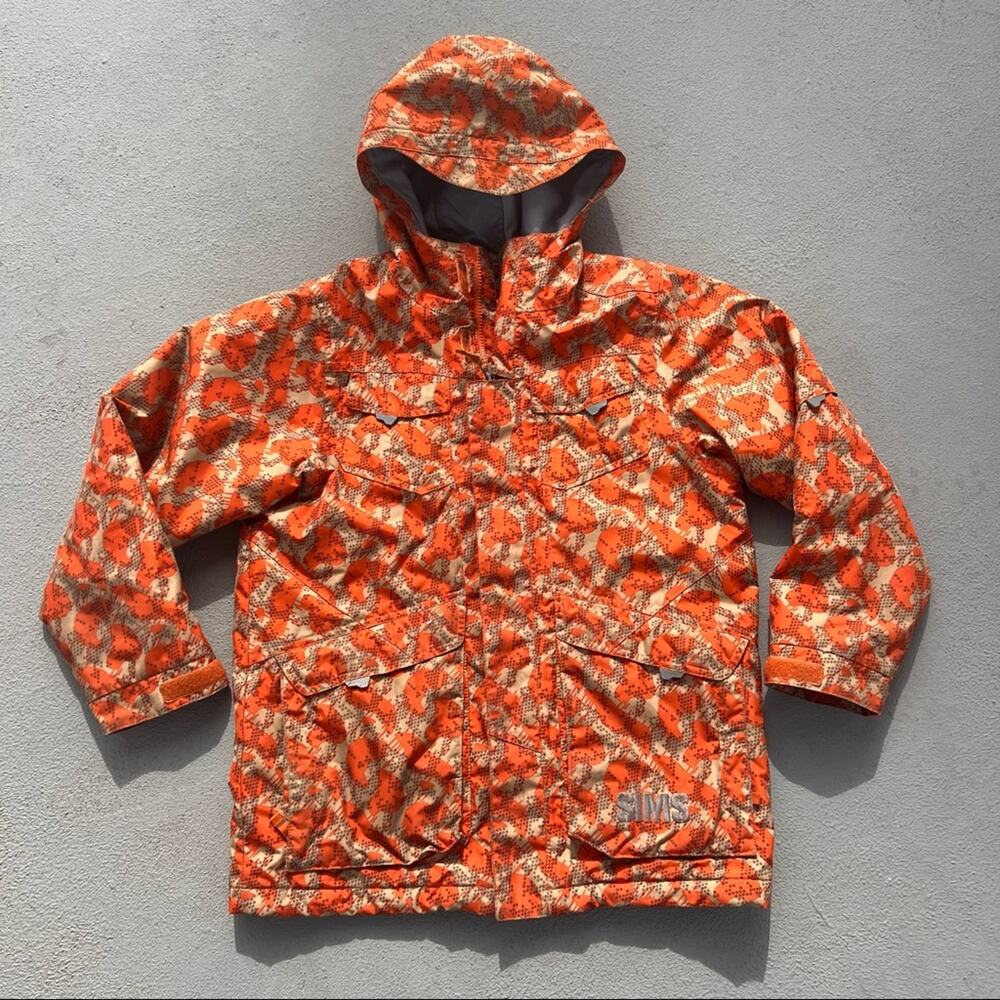 Boys Sims Orange abstract geometric ski snowboard coat jacket XL